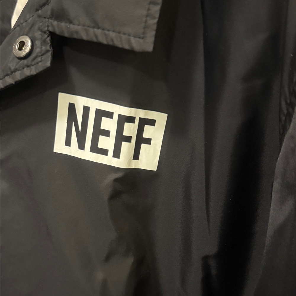 Neff Black Bomber-Style Coach Jacket with Cream Lining - Picture 3 of 4